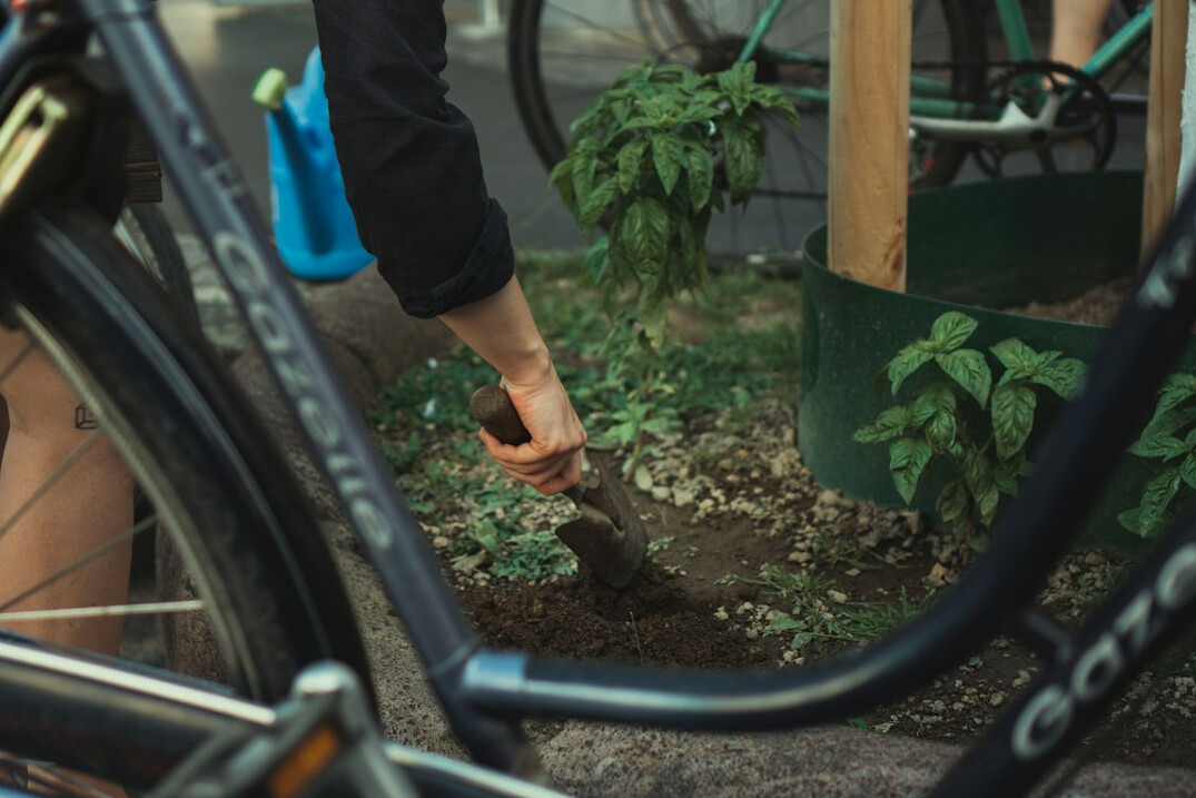 traditional garden tools on soil